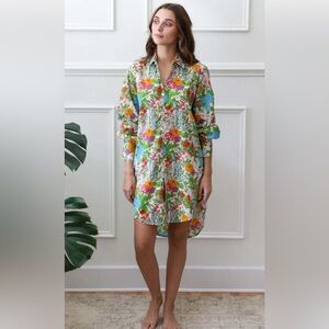 Mille “Holly” Mini Shirt Dress in “Summer Garden” floral print
